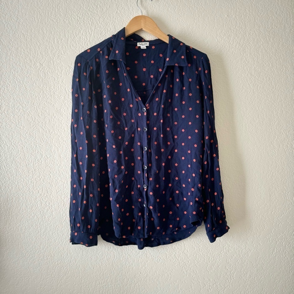 Splendid Button Up Polka dot Blouse